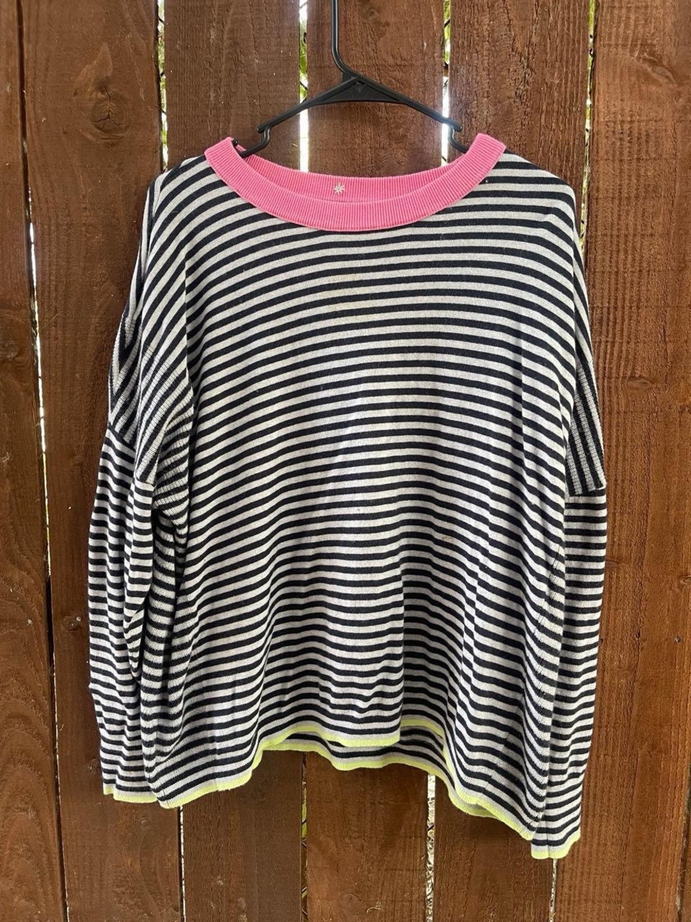 Label + Thread Cashmere Cotton Relaxed Oversized Striped Cozy Sweater Sz L